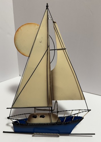 Vintage mcm metal - metal, sailboat