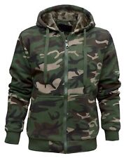 Mens Camouflage Hoodie Fur Lined Full Zip Men's Army Camo Hooded Winter Jacket