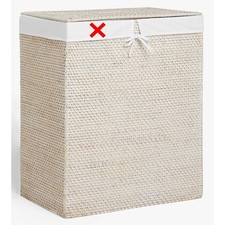 John Lewis & Partners Rattan 2 Section Laundry Basket (Wear/Missing Lining] B+