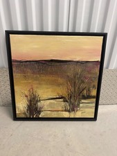 Original Painting Golden Modern Abstract Twilight Desert Prairie Landscape