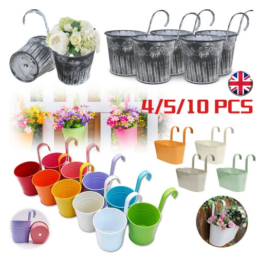 Metal flower pots - flower, hanging