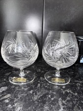 Set Of 4 cut crystal brandy or cognac glasses "balloon" or "snifter" style glass