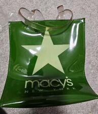 Green Classic Macy's Plastic Shopping Tote Bag Medium