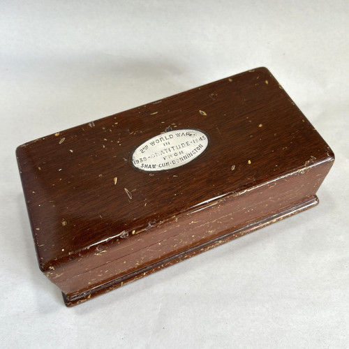 Wooden cigarette box with wwii - wooden,