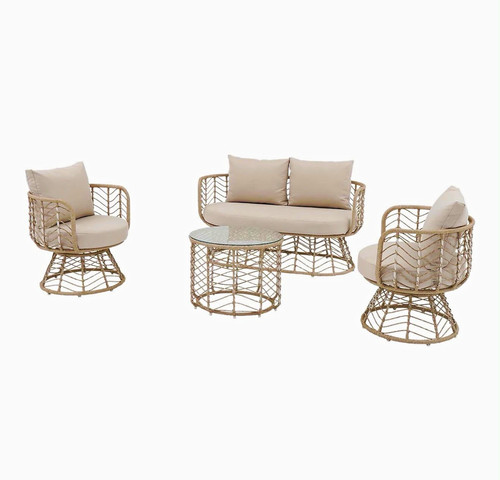 Piece beige rattan wicker - 4-piece, rattan/wicker