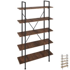 Slim Standing Shelf | 5 Shelves Ladder Bookcase Wall Unit Wooden Corner Storage