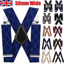 Mens Braces With Heavy Duty Metal Clip Suspender Trousers Suspender 50mm Wide UK