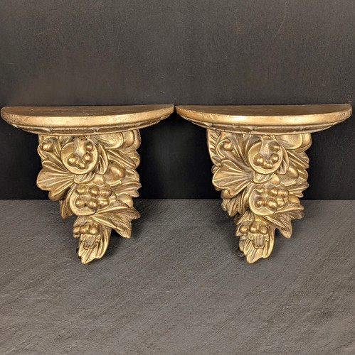 Gold resin wall shelves - set, of