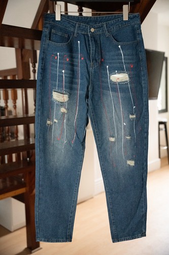 Men blue distressed jeans - blue,