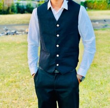 Scottish 5 Button Black 100% Wool Argyll Kilt Jacket Waistcoat