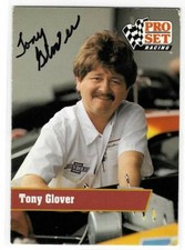 Tony Glover Signed 1991 Pro Set NASCAR Card #16