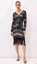 Phase Eight Dress Sequin Sybille Chevron  Sz 14 1920s Flapper Christmas £140 New