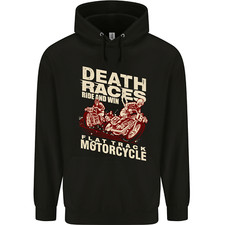 Death Races Flat Track Motorcycle Biker Mens 80% Cotton Hoodie