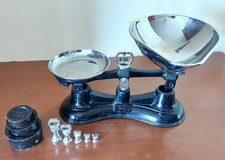 Vintage Salter 56  Balance Scales.  Black & Silver. Full Set Of Weights  - Good