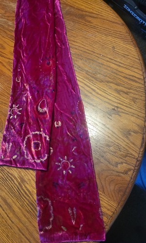 Embroidered velvet scarf - embroidered,