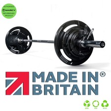 100kg Olympic Weight Set with 7ft Barbell MARCY ECO Steel Plates Made in Britain