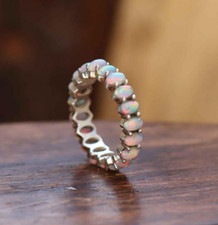 Fire Opal Eternity Ring, 925