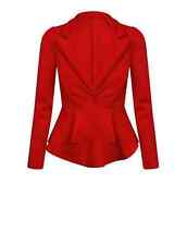 Women’s One-Button Peplum Blazer, Fitted Long Sleeve Frill Ladies Jacket UK 8-24