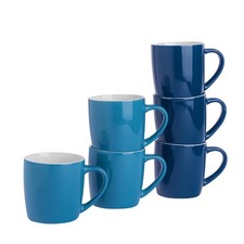 6x Coloured Coffee Mugs Modern