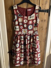Cath Kidston Red Clocks Print Dress UK8 **REDUCED £££