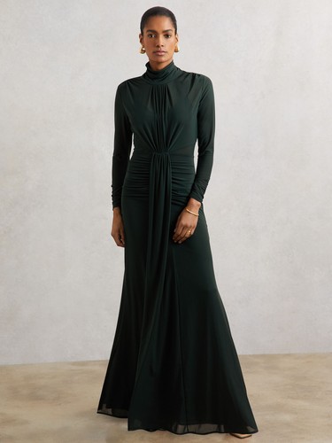 Reiss womens green maxi ruched - maxi,