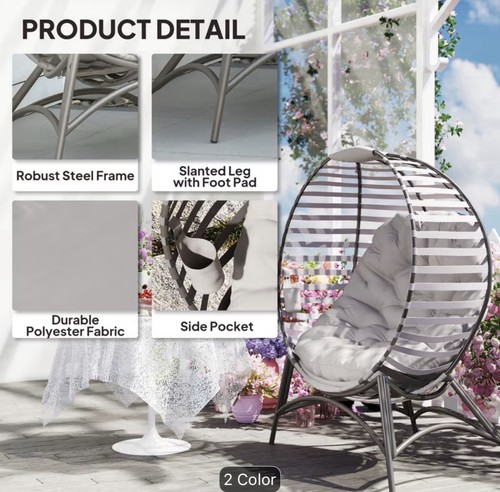 Egg chair with cushion steel - egg, cushion,