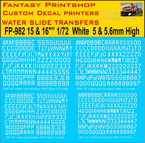 Raf letters numbers water - 15",