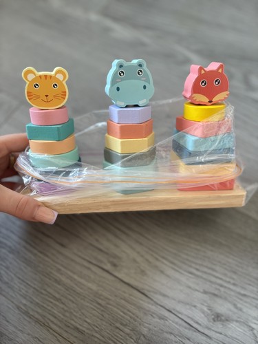 Wooden sorting stacking toy - wooden,