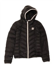 ADIDAS Womens Hooded Padded Jacket UK 8 Small Black Polyester AP01