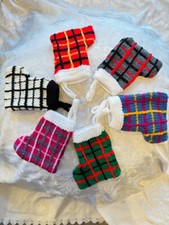 DK knitting pattern Tartan Christmas stockings chocolate gift cover home decor
