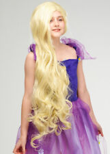 Childrens Rapunzel Style Long Blonde Princess Wig Kids Size Tangled Fancy Dress