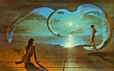 WINGS OF LOVE - LARGE WALL ART CANVAS PICTURE 16X12 INCHES