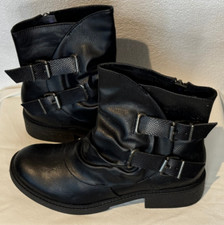 LADIES BLOWFISH LOW BOOTS SOFT-LINED SIZE 4 BLACK BUCKLE ZIP UP BOOT