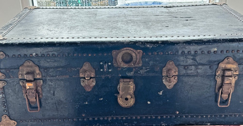 Antique steamer trunk with - steamer,