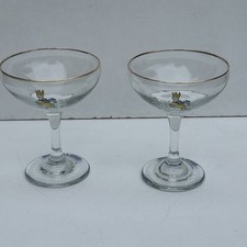 Bambi Retro '70s Babycham Glasses Set of 2 Vintage Bar Party Cocktail