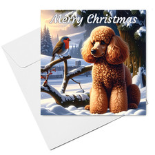 Poodle Christmas Card  (15cm x