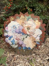 Late Victorian Floral Wooden Fire Screen Antique Dummy Board Cut Out