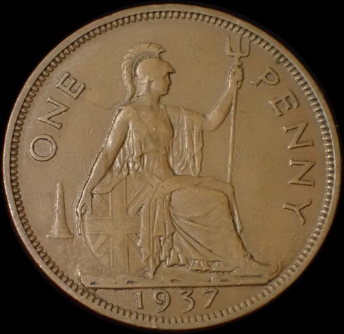 One penny 1937 george vi - one,
