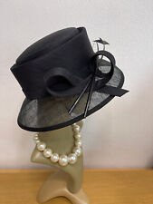 WEDDING HAT Formal OCCASION Races Black Sinamay with Changtung style Overlay