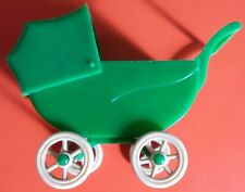 Vintage Retro 50-60s Dolls House Plastic Kleeware Green Baby Pram Pushchair Hood
