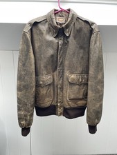 Vintage 1980s Banana Republic Mill Valley Brown Leather Bomber Jacket Size 42L