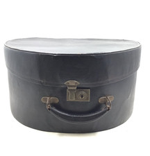 Vintage black leather hat - hat, box