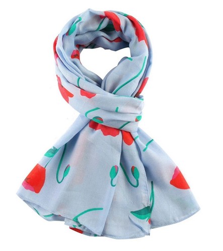 Powder blue poppy scarf floral - poppy,