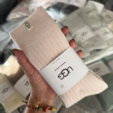 UGG Women’s Ribbed Super Pile Socks Threaded Slouchy Crew Sock One Size Gift NEW