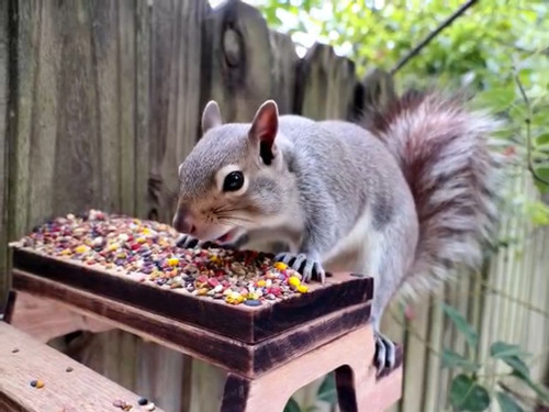 Squirrel picnic table - picnic, bird