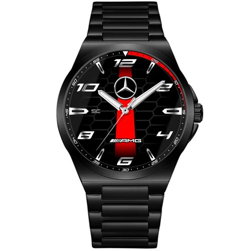 Black steel wrist watch - black,