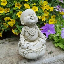 Zen Monk Stone Statue | Outdoor Garden Buddha Reconstituted Oriental Ornament 
