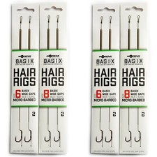 Korda Basix Barbed Hair Rigs Wide Gape / Carp Fishing Ready Tied Rig 4x 6 4 x 8