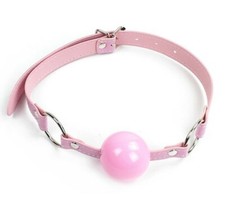 Soft Rubber Pink Faux Leather 40mm Silicon Rubber Ball Gag 