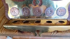 Brass Pipe Rack With. 1914 To 1918 Old  Predesimal Pennies